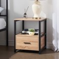 thumbnail image 1 of VECELO 2 Tiers Nightstand with Drawer, Square End Side Table with Open Shelf for Hallway, Bedroom, Living Room, Small Space, Oak, 1 of 8