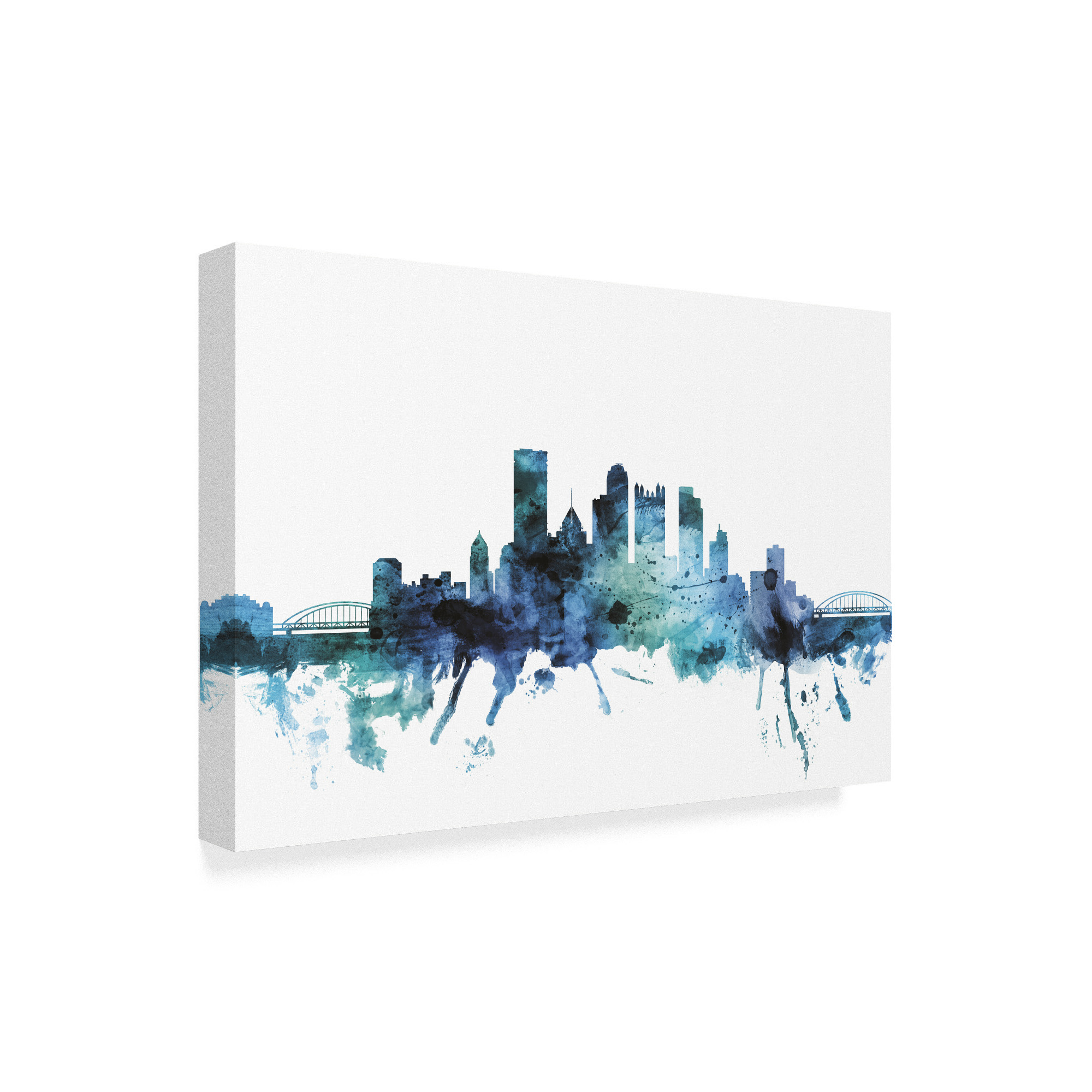 Trademark Fine Art 'Pittsburgh Blue Teal Skyline' Canvas Art by Michael Tompsett