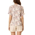 thumbnail image 3 of MODA NOVA Juniors' Chiffon Short Sleeve Ruffled Trim Floral Blouse Tops, 3 of 5