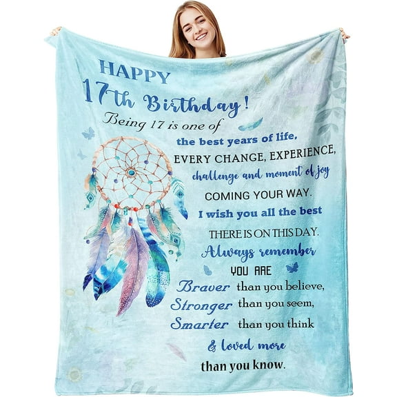 XZYG 17th Birthday Decorations for Girls 17 Year Old Girl Gift Ideas Blanket Best Gifts for 17 Year Old Girl Throw Blanket Happy 17th Birthday Gifts for Daughter/Sister/Bestie(30*40inch)