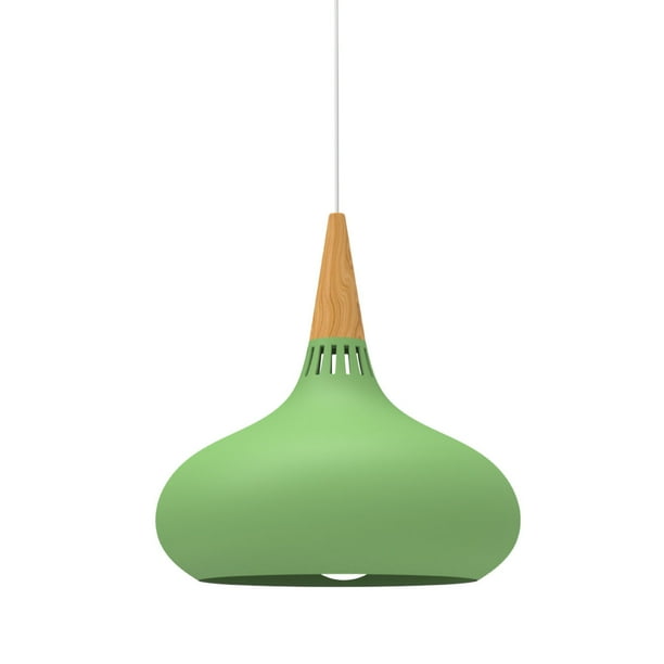 Lampara De Techo Colgante Macaron Retro Con Madera 20 Cm de Diámetro ilios innova Verde