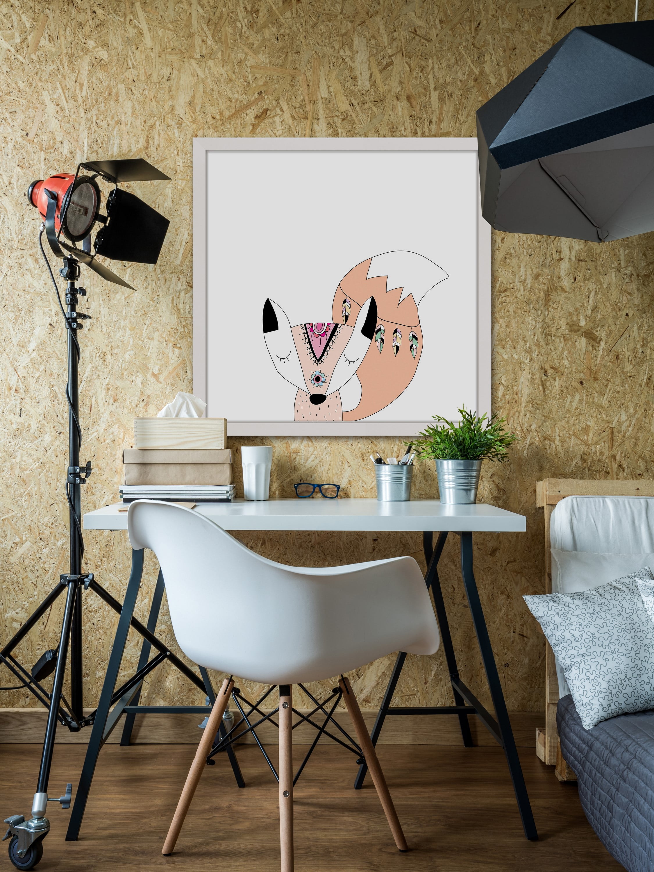 "Square Fox" Framed Painting Print