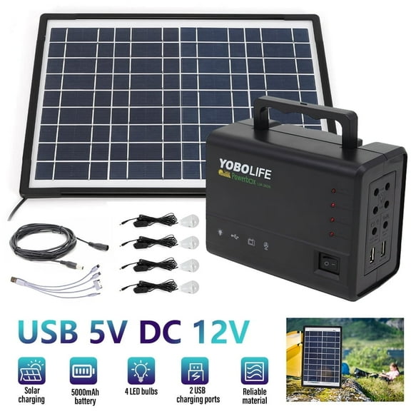 DFITO Solar Powered Generator, 12V 5A Portable Solar Generator Power Station with 10W Solar Panels