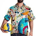 thumbnail image 4 of Note Men's Short Sleeve Poplin Shirt, Casual Printed Button Down, Summer Beach Hawaiian Shirts, Unisex, 4 of 6