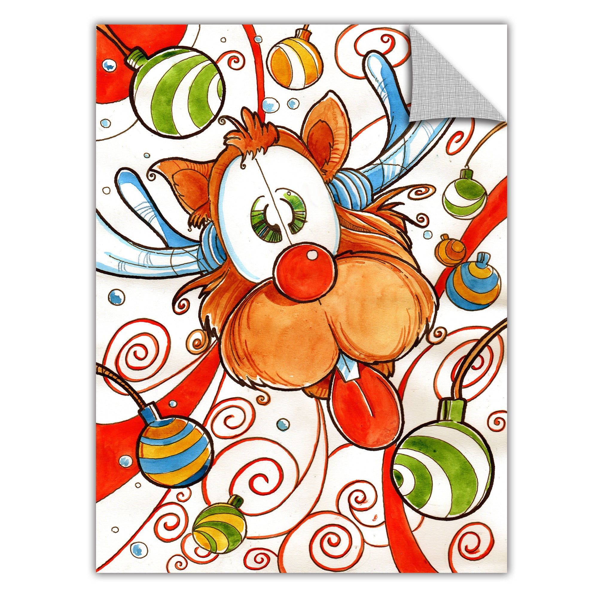 Luis Peres "Rudolph Red Nose Deer" Removable Wall Art Graphic