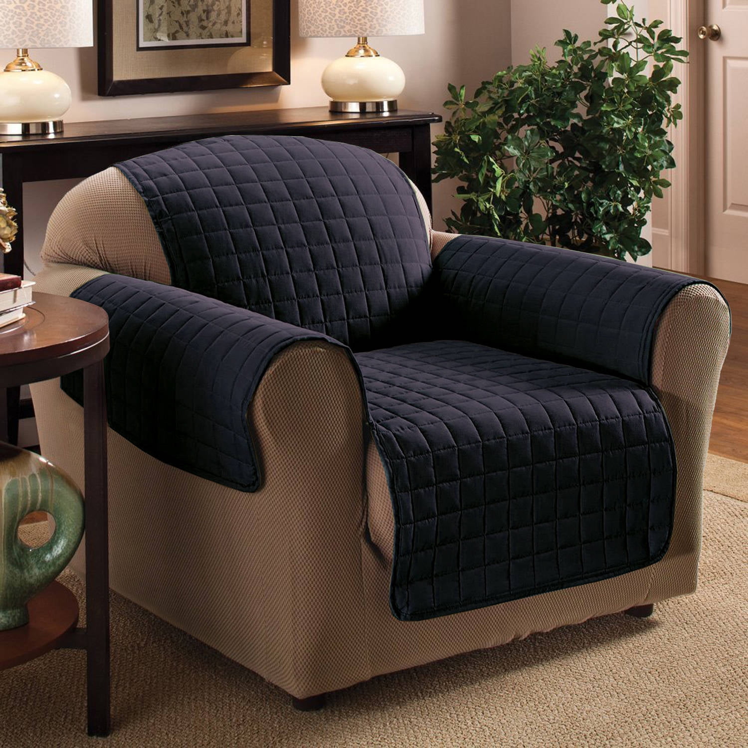 Quality Polyester Microfiber Quilted Furniture Protector/Cover Chair ...