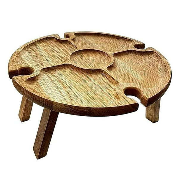 Big S Wooden Outdoor Folding Picnic Table Portable Round Desk Fruit Suitable For Or Camping Com Wooden Outdoor Folding Picnic Table, Portable Round Picnic Tables