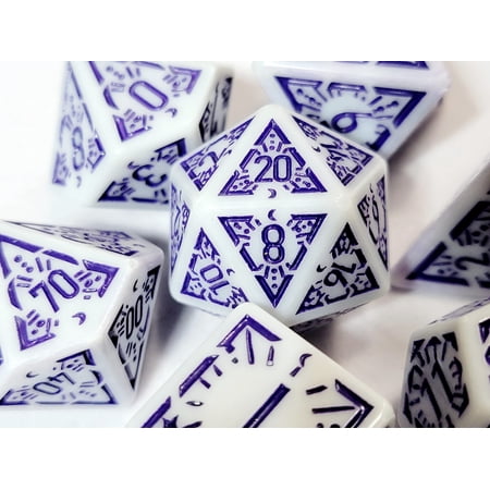 White w/Purple Starburst XL Dnd Dice Set | Dungeons and Dragons | Colossal Dice Set | Cool DnD Dice