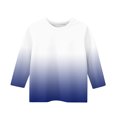 thumbnail image 5 of ZACPNCV Kids Three-Quarter Sleeve Shirts Gradient Crewneck Pullover Basic Tees Daily Tees Blouses Spring Summer Clothes Dark Blue 11-12 Years, 5 of 5