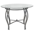 thumbnail image 2 of Syracuse 42'' Round Glass Dining Table with Silver Metal Frame, 2 of 3