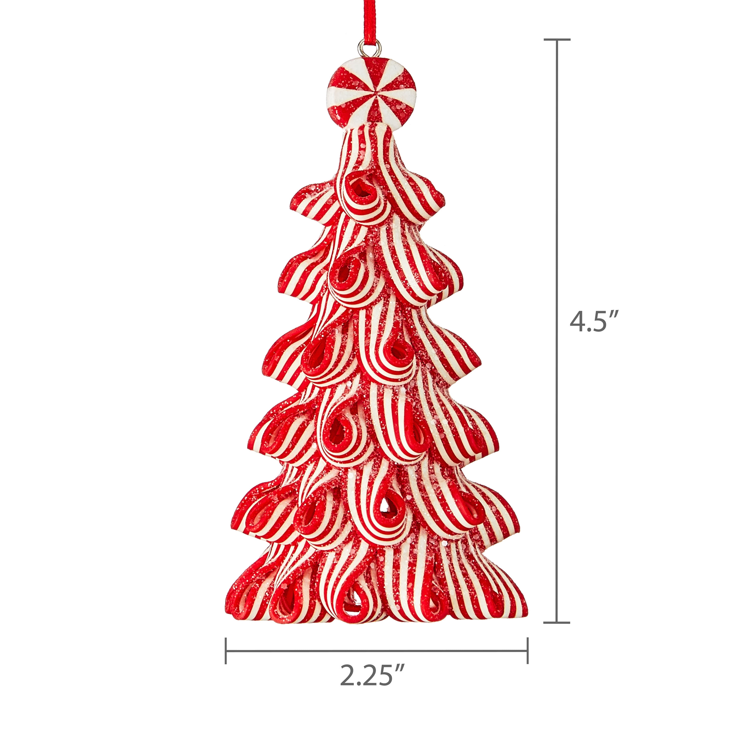 Red and White Ribbon Candy Christmas Tree Ornament, 4.5", by Holiday Time
