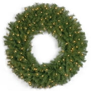 Angle View: 36” Pre-Lit Norwood Fir Artificial Christmas Wreath - Clear Lights