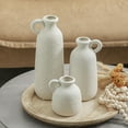 thumbnail image 6 of Ceramic Vase Set of 3 with Handle, Neutral Rustic Vases Home Decor Farmhouse Decorative Vase Whitewashed Pottery Decor Modern for Table Mantel Entryway Bookshelf Living Room Kitchen Bedroom - White, 6 of 6