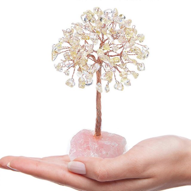Gran Árbol bonsái de cobre Yashi Cristal de aguamarina buena suerte feng shui 10 x 7 cm