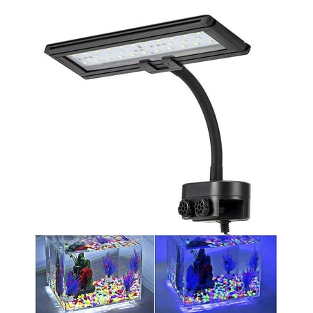 Blue White LED Aquarium Lights - Clip on Fish Tank Lamp Lighting for Saltwater or Freshwater with Gooseneck Clamp - 13 