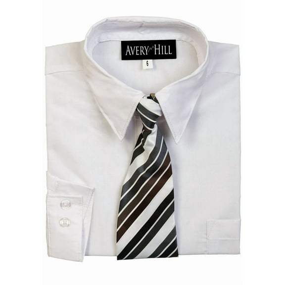 Avery Hill Boys Long Sleeve Dress Shirt with Windsor Tie