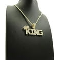 thumbnail image 4 of HIP HOP ICED 14K GOLD PLATED CUBIC ZIRCONIA KING PENDANT & 2mm 24" ROPE CHAIN FASHION NECKLACE LUXURY SET, 4 of 7