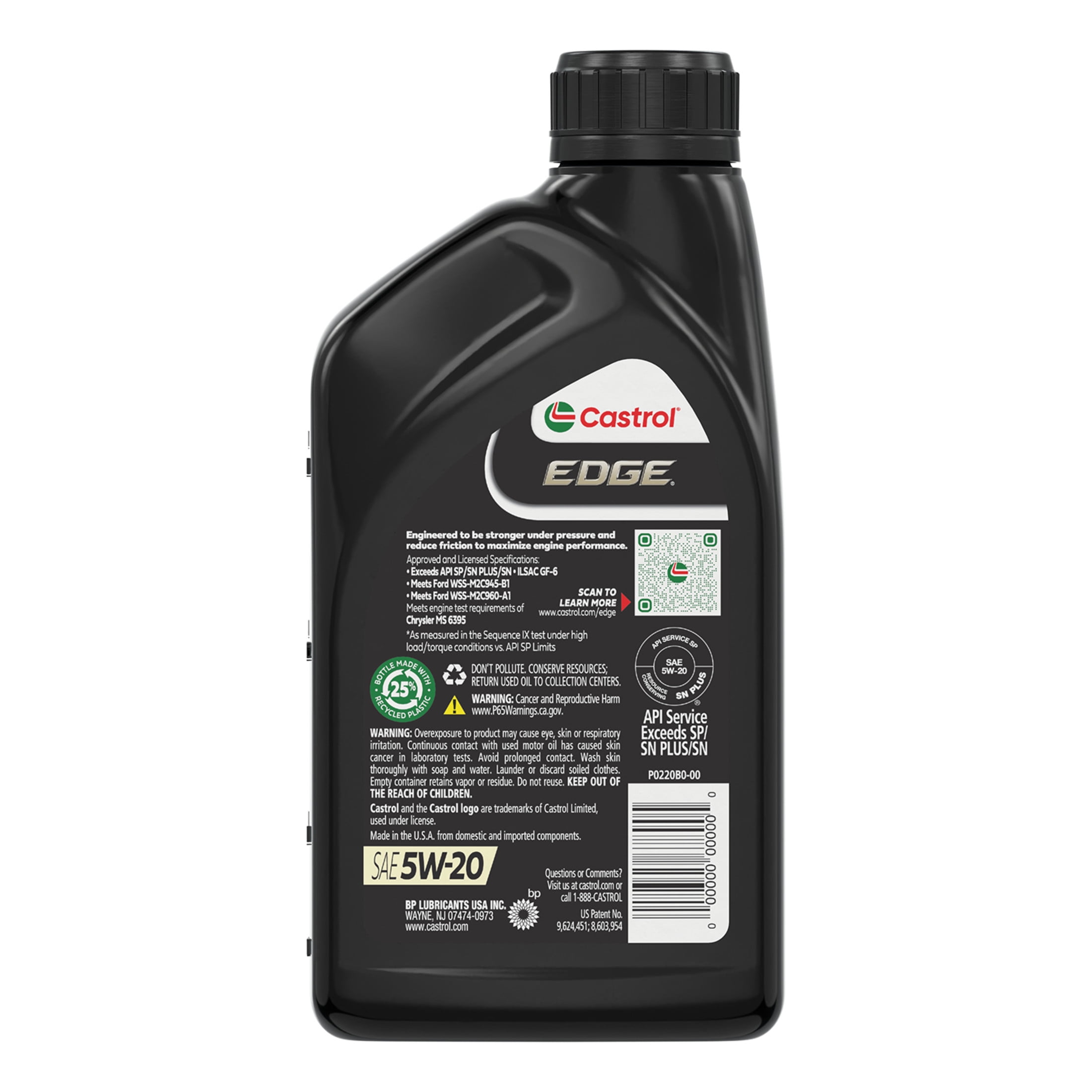 Castrol Edge 5W-20 Advanced Full Synthetic Motor Oil, 5 Quarts