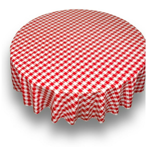 Royal Bath 70 Round Vinyl Tablecloth With Flannelbacking Pattern Name Picnic Check Red White Com Royal Bath 70 Round Vinyl Tablecloth, Round Picnic Tablecloths