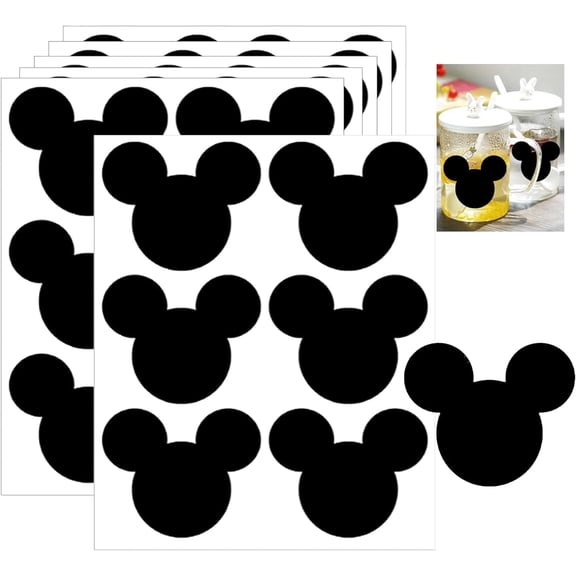 Mickey Vinyl Chalk Chalkboard Stickers Mouse Head Stickers 2.97 x 2.5 Inch PVC Sticker Mouse Heads Sticker 60pcs Heads Stickerss for Mouses Themed Birthday Party