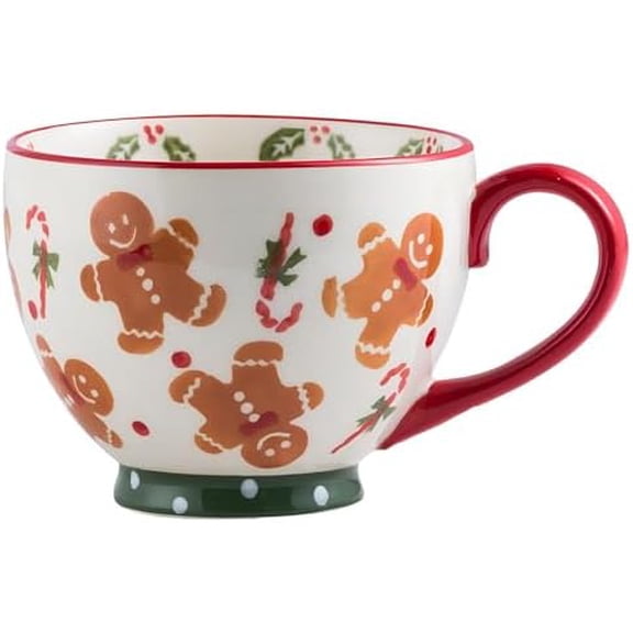 Christmas Ceramics Mug Gingerbread Pattern 15 OZ Cute Christmas Coffee Cup for Women Men Kids with Gift Box$$Home Decor, Kitchen, & Other