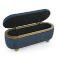 thumbnail image 5 of DEALTOPS Vintage Ottoman Upholstered Storage Bench with Cushion Seat, Dark Blue, 5 of 8
