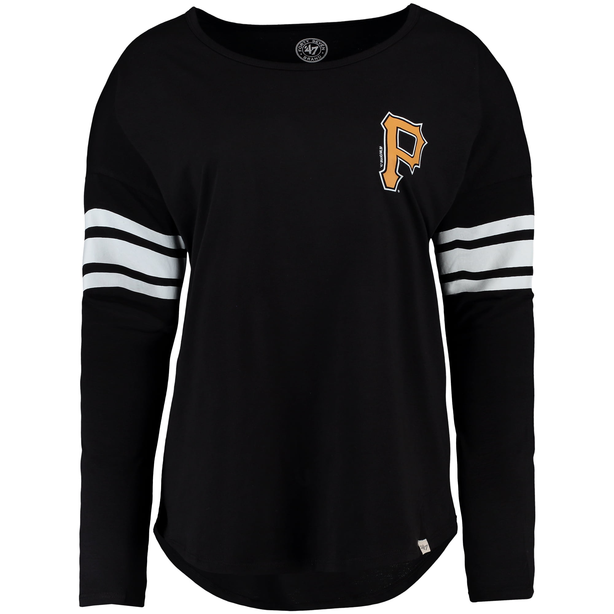 Pittsburgh Pirates '47 Women's Ultra Courtside Long Sleeve T-Shirt Black by TWINS ENTERPRISE INC/47 BRAND