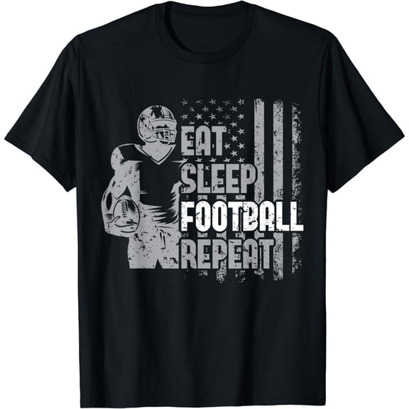 Eat Sleep Football Repeat Youth Shirt Kids Boys Adult Funny T-Shirt