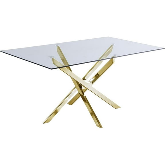 Pemberly Row Contemporary Yellow Tempered Glass Top Dining Table