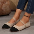 thumbnail image 4 of Rokment Color Block Knit Ballet Flat Dressy Shoes for Women Ladies Comfortable Lightweight Round Toe Ankle Strap Slip on Low Heels Walking Loafers Fall Casual Dress Dance Mary Jane Black Size 6.5, 4 of 7