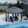 thumbnail image 4 of Gymax Remise de Jardin Rond 11,5 Pieds avec Toit Double en Acier Gris, 4 of 10