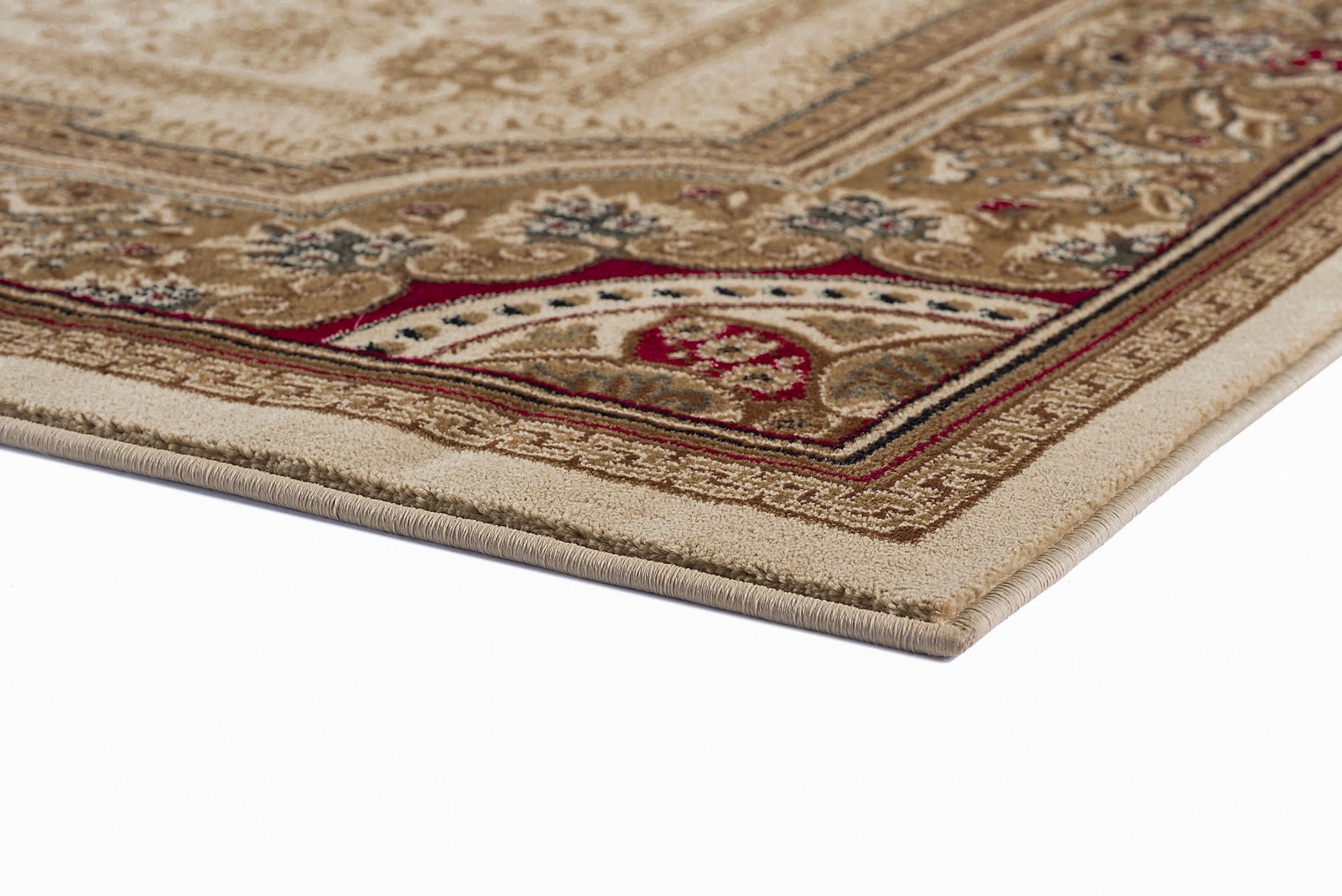 Sensation Traditional 2' x 10' Ivory and Scarlet Polypropylene Indoor Area Rug