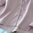 thumbnail image 5 of XPMWRP Women's Cotton Linen Button Down Short Sleeve Shirts Summer Loose V Neck Casual Oversized Solid Blouses Purple XXL, 5 of 7