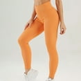 thumbnail image 3 of Efsteb Workout Leggings for Women High Waist Fitness Pants for Women Running Yoga Pants Stretch Solid Color Tight Gym Sports Leggings Trousers Orange S, 3 of 4