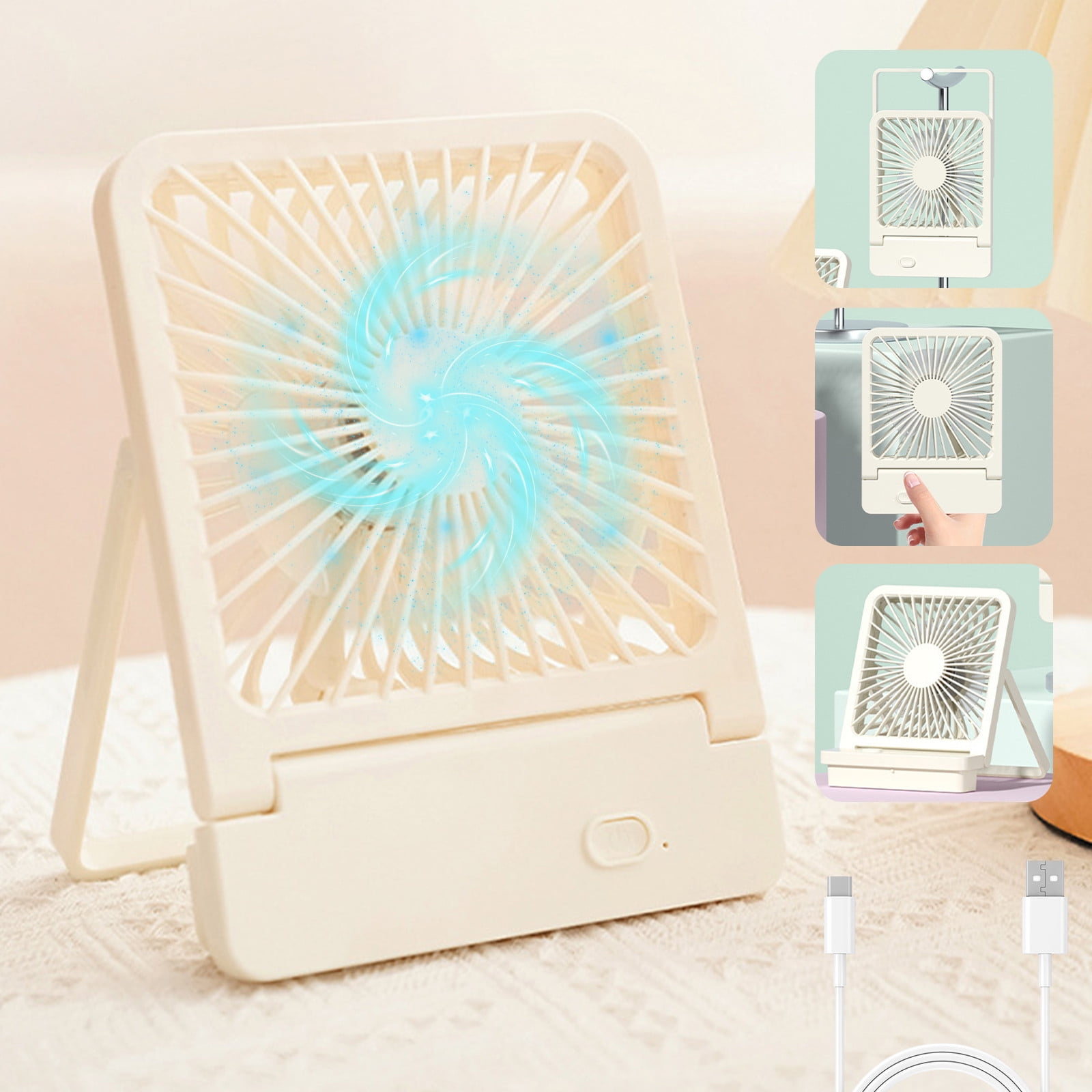 Latrodar 3 Ways To Use It USB Rechargeable Non-Toxic FanMulti Speed Fan White 8x6 Inch Home Tools