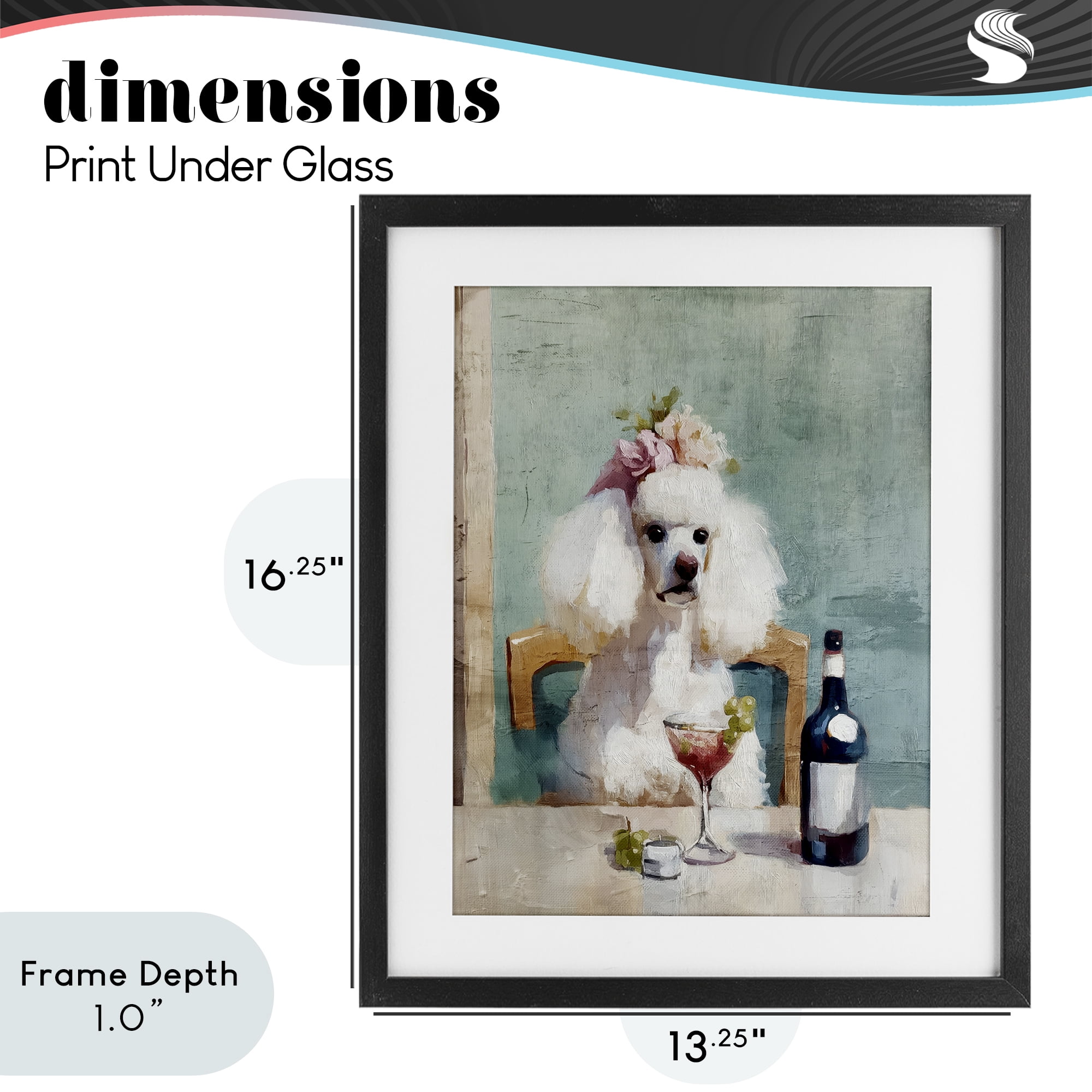 Stupell Industries Poodle At Lunch Black Framed Print Under Glass, design by Annabelle Hall