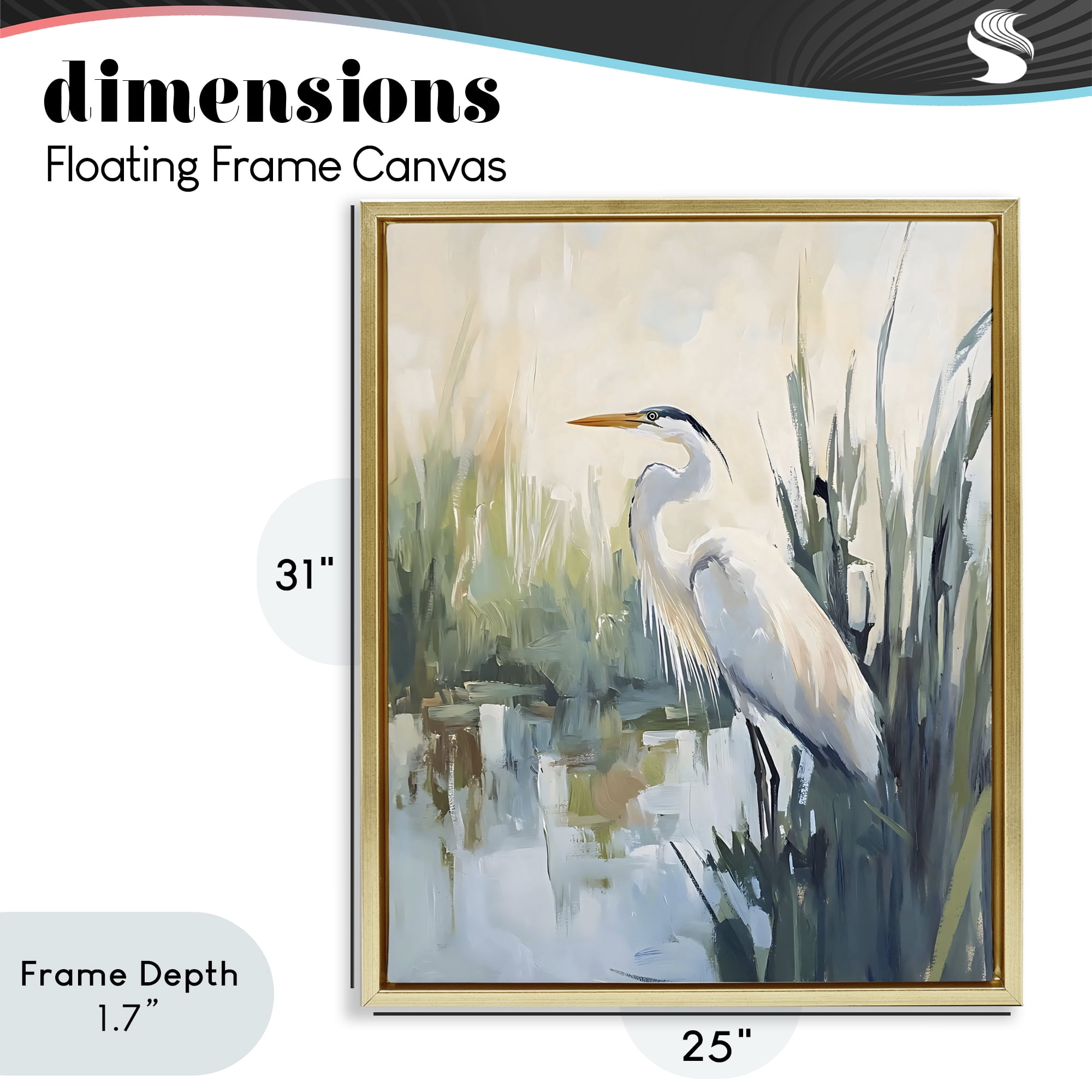 Stupell Industries King Of The Marsh Gold Framed Floater Canvas Wall Art, design by Creative Studio