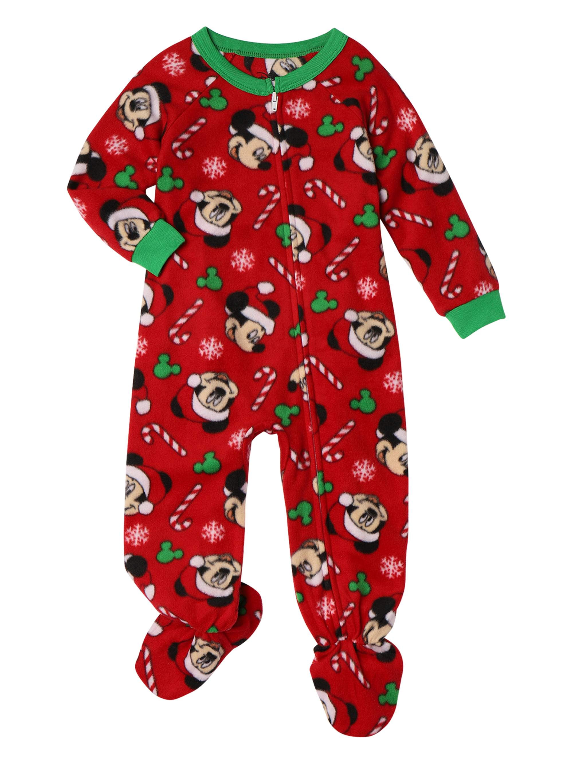 Mickey Mouse Christmas Holiday Baby Toddler Boy Microfleece Footed