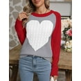 thumbnail image 4 of Heart Sweaters for Women Valentine's Day Color Block Splicing Casual Loose Cute Pullover Sweater Shermie, 4 of 6