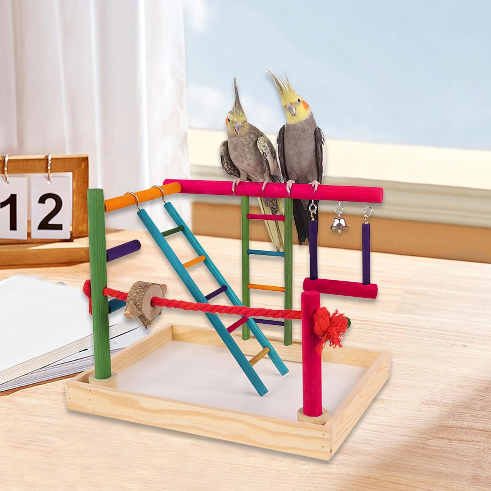 Bvdfgk Parrot Bird Playground Chewing Toys Playpen Ladder Exercise Toy Parrot Playstand
