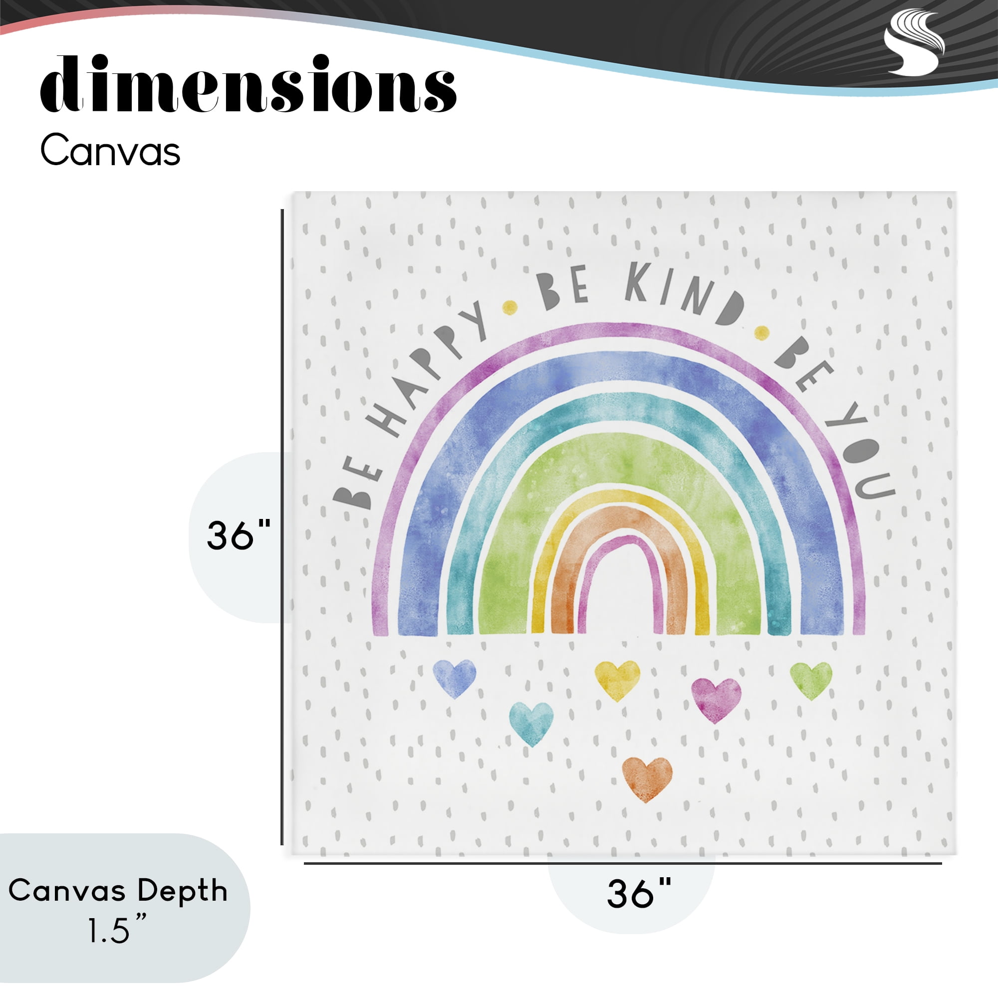 Stupell Industries Be You Hearts & Rainbow Canvas Wall Art, design by Suzanne Nicoll