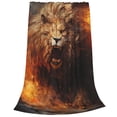 thumbnail image 2 of Pofeuu Cool Fire Lion Print Ultra-Soft Micro Fleece Blanket,for Bed Or Sofa,All Season Throw Blankets Flannel Blanket-60"x50", 2 of 7