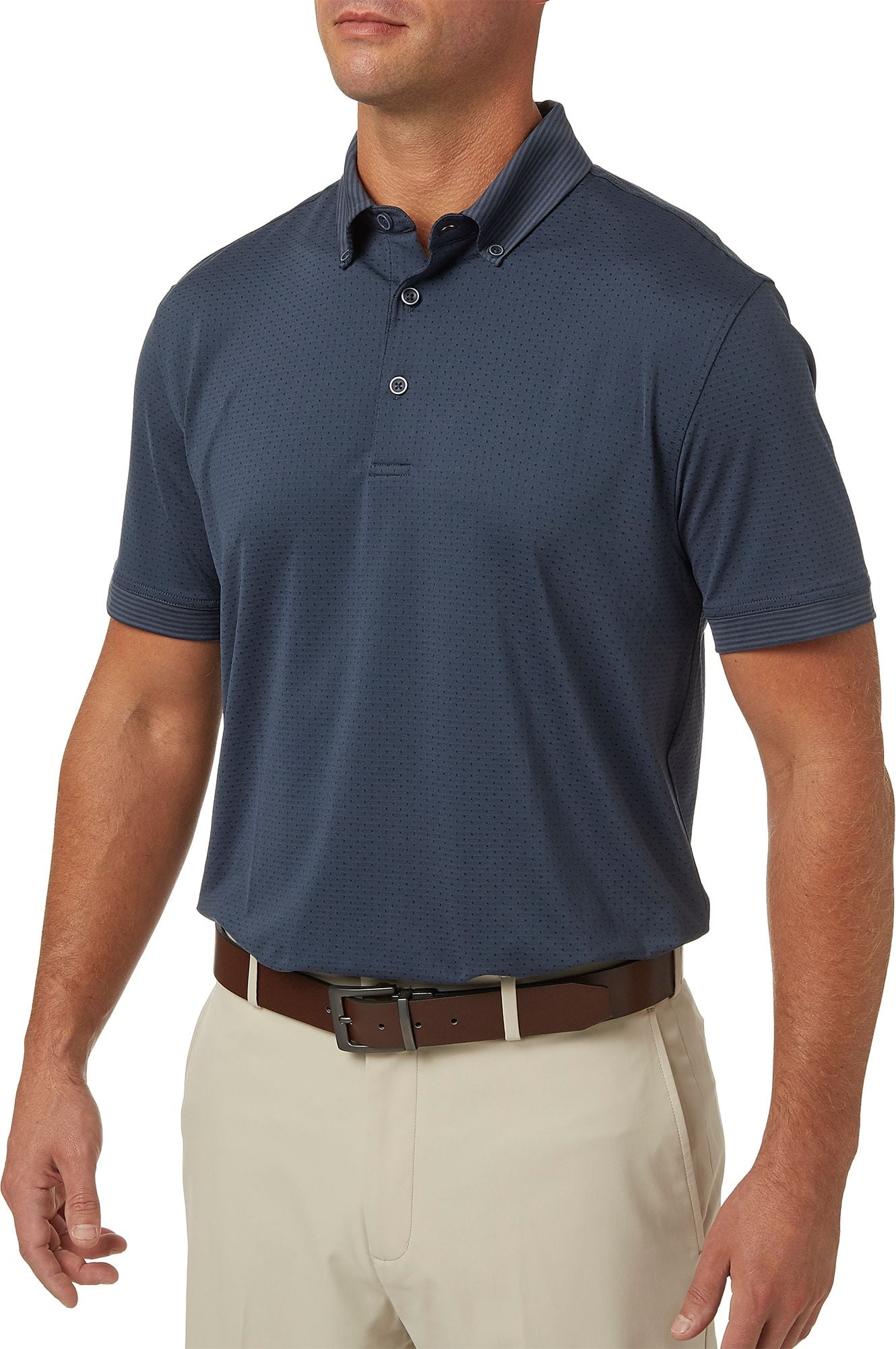 Walter Hagen Men's Polka Dot Stripe Lifestyle Golf Polo