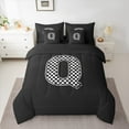 thumbnail image 2 of Feelyou Cartoon Letter Q Twin Bedding Sets 7-Piece for Kid, Buffalo Monogrammed Bedding Comforter Set, Square Geometric Reversible Sheet Sets, Luxury Bedroom Decor, 2 of 7