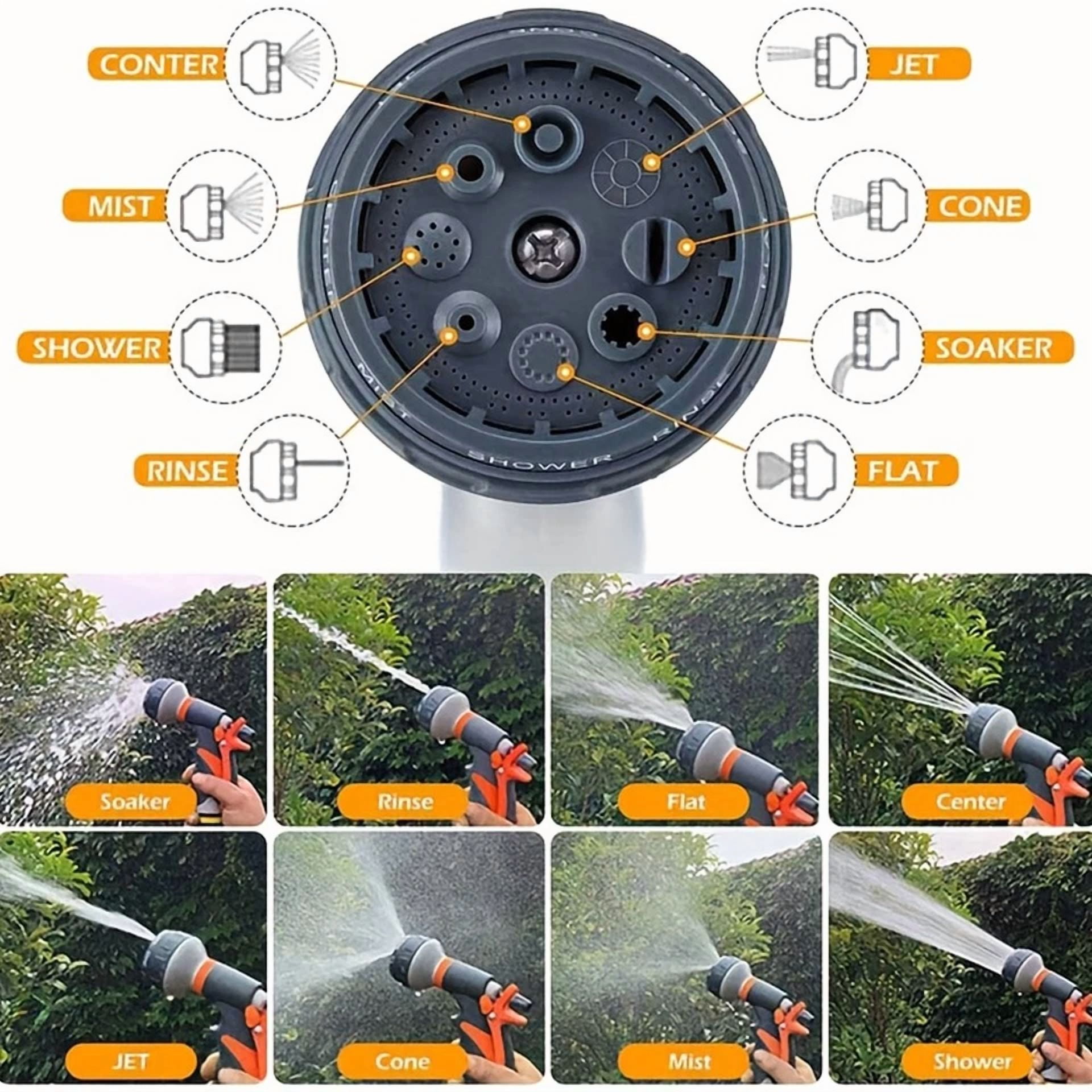 PURELY- Garden Hose Pipe Spray Gun Water Sprayer 8 Function Nozzle Multi Adjustable Usa