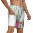 thumbnail image 3 of Balery Vintage Wood with Floral Mens Swim Trunks Swim Shorts for Men Quick Dry Inseam Beach Shorts with Compression Liner Pocket-3X-Large, 3 of 9