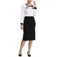 thumbnail image 2 of INSPIRE CHIC Women's Work Shirt Colorblock Long Sleeve Chic Square Neck Blouse XS White, 2 of 6