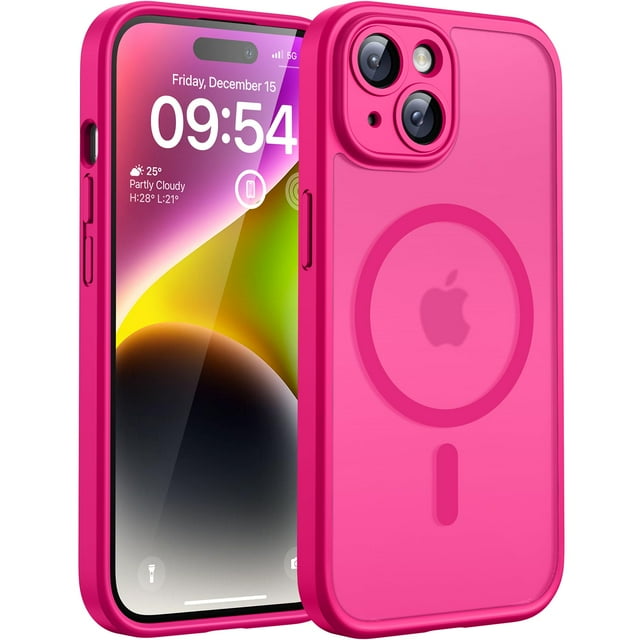 Funda magnética TOCOL para iPhone 14 de 6,1 pulgadas, color rosa intenso