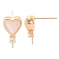 thumbnail image 2 of 20 pc Brass Micro Pave Clear Cubic Zirconia Earring Findings Nickel Free Heart Real 18K Gold Plated 15.5~16.5x8.5mm Pin: 0.8mm Pin: 0.8mm, 2 of 4