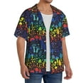 thumbnail image 4 of Naloa Magical Mushrooms and Flowers Men's Loose Fit Cuban Collar Short-Sleeve Shirt with Button-down and Chest Pocket for Everyday Wear Outings - Small, 4 of 7